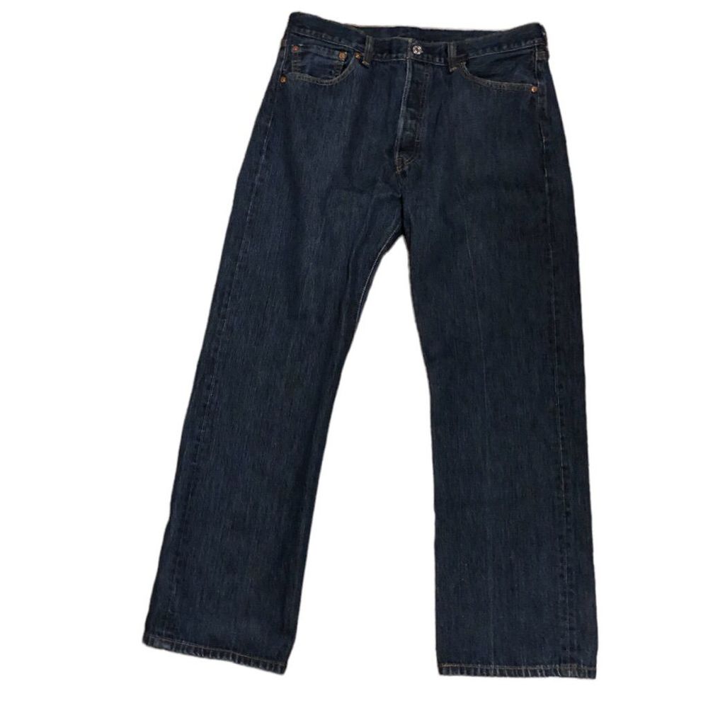Mens Levi’s 501 rigid denim jeans, button fly, medium wash, 36x30